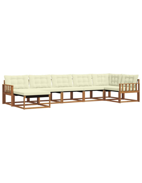 Set di divani 21 pcs Naturale e Crema Legno di Acacia Massello