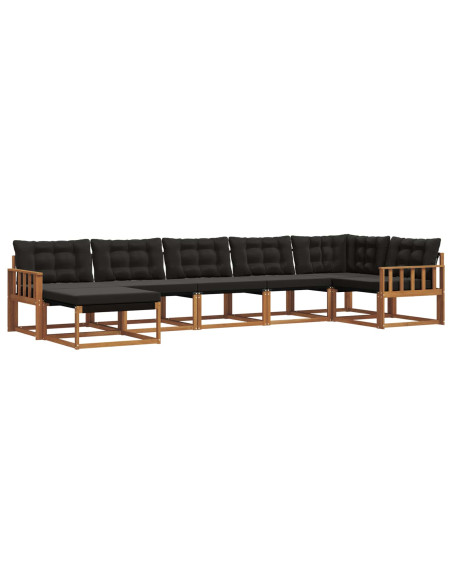 Set di divani 21 pcs Naturale e Nero Legno di Acacia Massello
