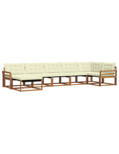 Set di divani 21 pcs Naturale e Crema Legno di Acacia Massello 2