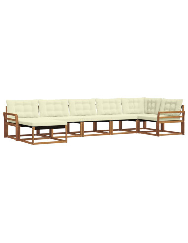 Set di divani 21 pcs Naturale e Crema Legno di Acacia Massello