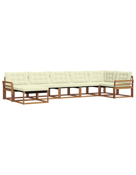Set di divani 21 pcs Naturale e Crema Legno di Acacia Massello