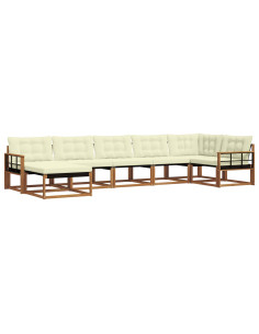Set di divani 21 pcs Naturale e Crema Legno di Acacia Massello 2