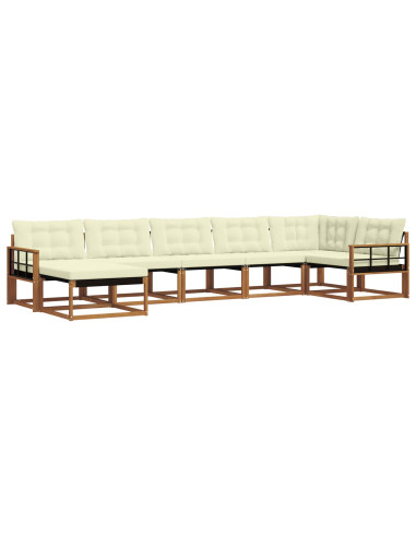 Set di divani 21 pcs Naturale e Crema Legno di Acacia Massello