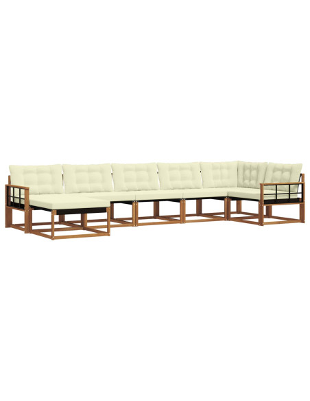 Set di divani 21 pcs Naturale e Crema Legno di Acacia Massello