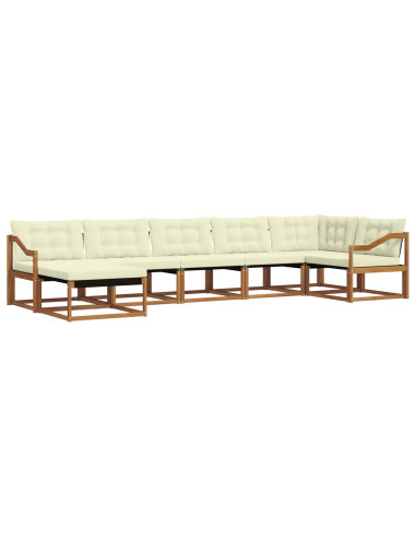 Set di divani 21 pcs Naturale e Crema Legno di Acacia Massello