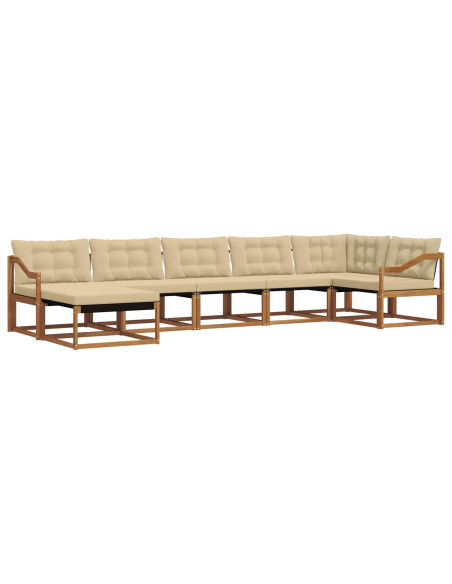 Set di divani 21 pcs Naturale e Beige Legno di Acacia Massello