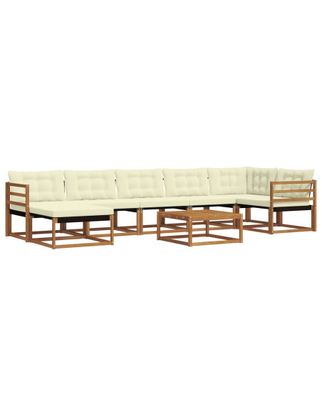 Set di divani 22 pcs Naturale e Crema Legno di Acacia Massello