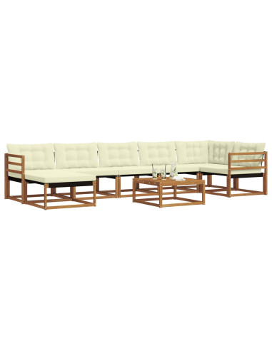 Set di divani 22 pcs Naturale e Crema Legno di Acacia Massello
