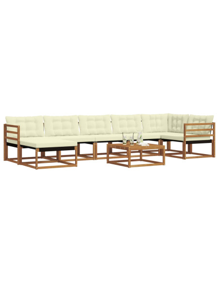 Set di divani 22 pcs Naturale e Crema Legno di Acacia Massello