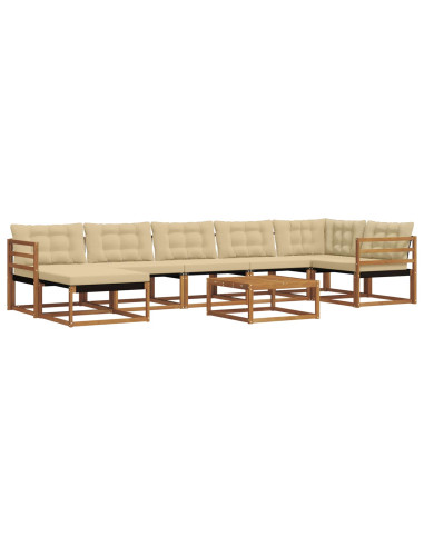 Set di divani 22 pcs Naturale e Beige Legno di Acacia Massello