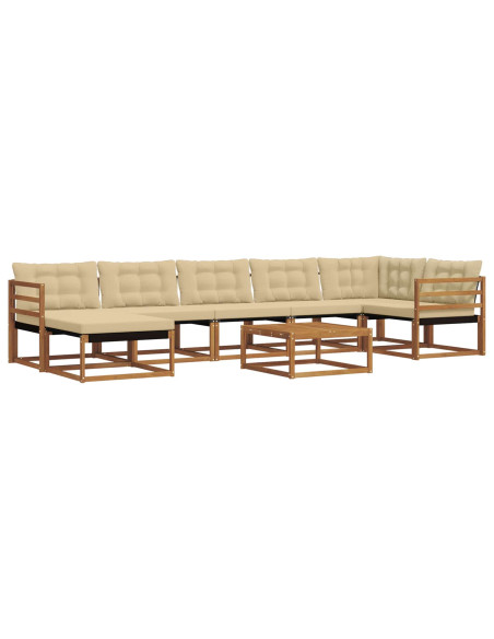Set di divani 22 pcs Naturale e Beige Legno di Acacia Massello