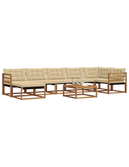 Set di divani 22 pcs Naturale e Beige Legno di Acacia Massello