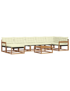 Set di divani 22 pcs Naturale e Crema Legno di Acacia Massello 2