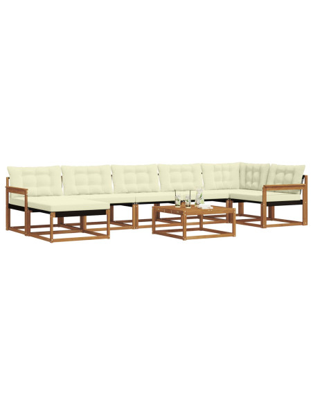 Set di divani 22 pcs Naturale e Crema Legno di Acacia Massello