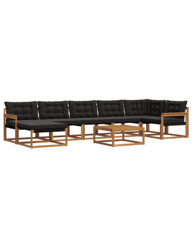 Set di divani 22 pcs Naturale e Nero Legno di Acacia Massello