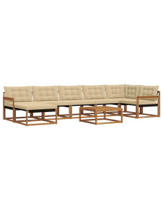Set di divani 22 pcs Naturale e Beige Legno di Acacia Massello 2