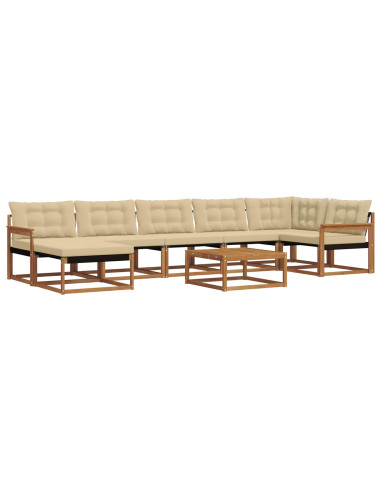 Set di divani 22 pcs Naturale e Beige Legno di Acacia Massello