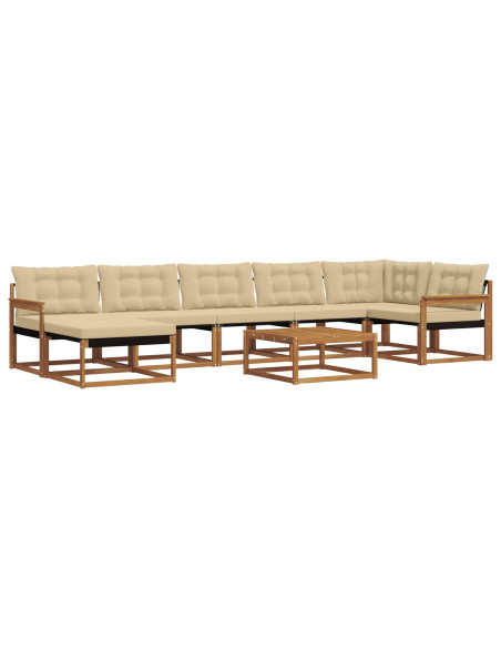 Set di divani 22 pcs Naturale e Beige Legno di Acacia Massello