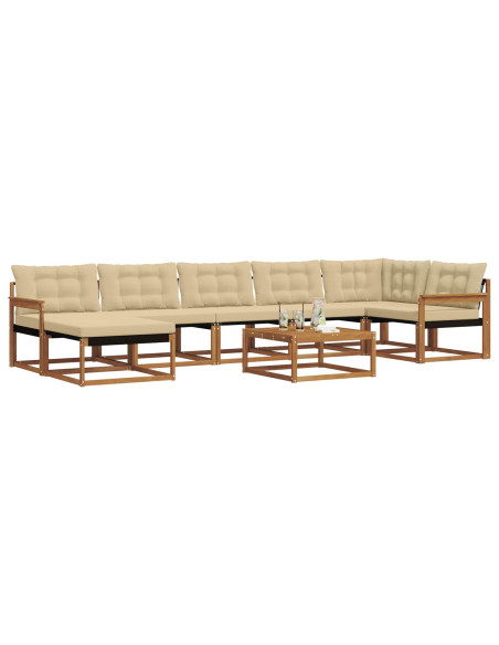 Set di divani 22 pcs Naturale e Beige Legno di Acacia Massello