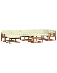 Set di divani 22 pcs Naturale e Crema Legno di Acacia Massello 2