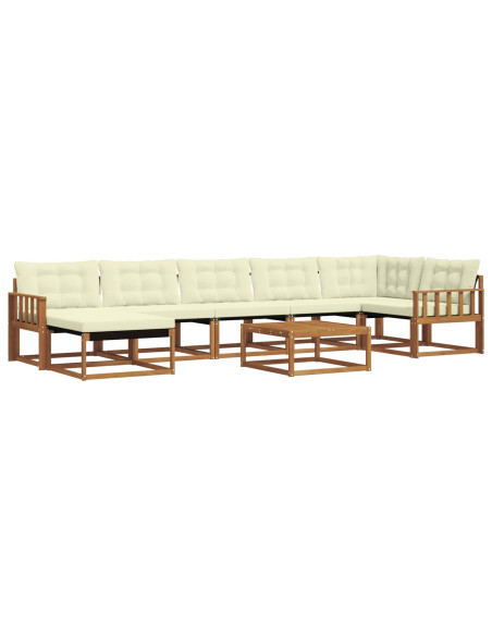 Set di divani 22 pcs Naturale e Crema Legno di Acacia Massello