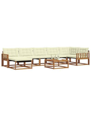 Set di divani 22 pcs Naturale e Crema Legno di Acacia Massello