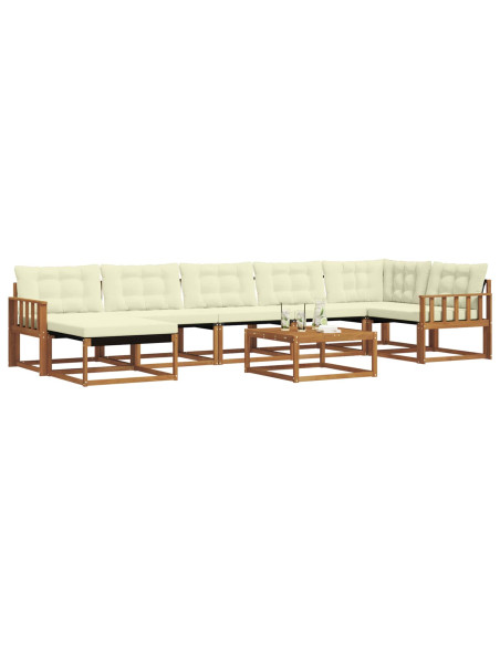 Set di divani 22 pcs Naturale e Crema Legno di Acacia Massello