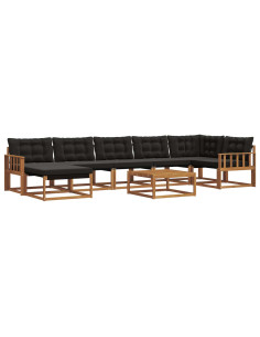 Set di divani 22 pcs Naturale e Nero Legno di Acacia Massello 2