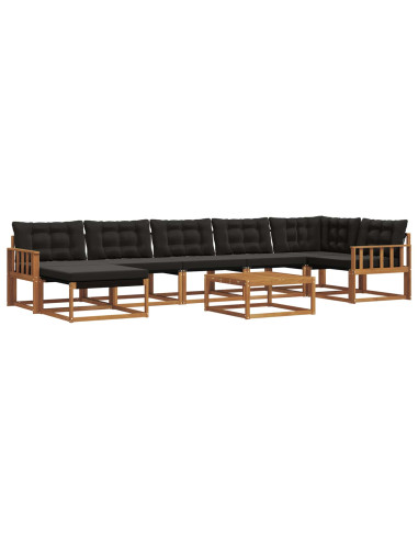 Set di divani 22 pcs Naturale e Nero Legno di Acacia Massello