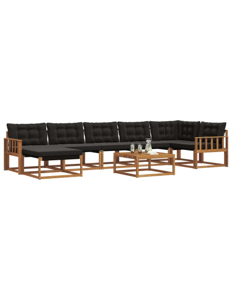 Set di divani 22 pcs Naturale e Nero Legno di Acacia Massello