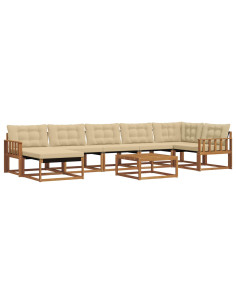 Set di divani 22 pcs Naturale e Beige Legno di Acacia Massello 2