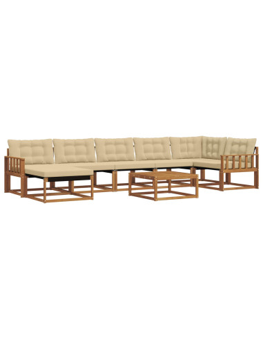 Set di divani 22 pcs Naturale e Beige Legno di Acacia Massello