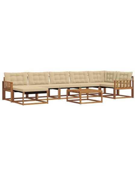 Set di divani 22 pcs Naturale e Beige Legno di Acacia Massello