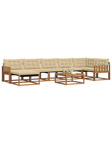 Set di divani 22 pcs Naturale e Beige Legno di Acacia Massello
