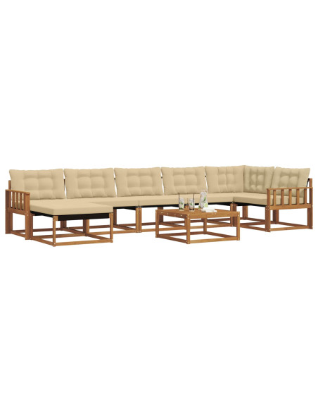 Set di divani 22 pcs Naturale e Beige Legno di Acacia Massello