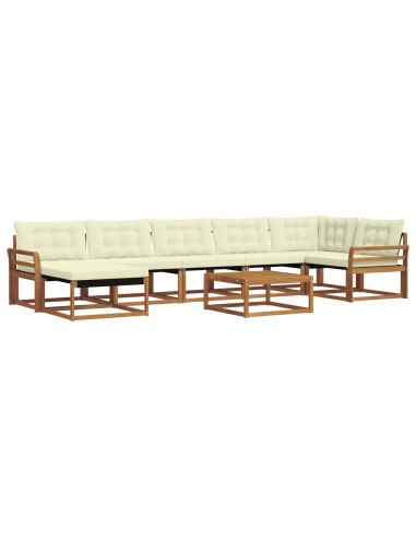 Set di divani 22 pcs Naturale e Crema Legno di Acacia Massello
