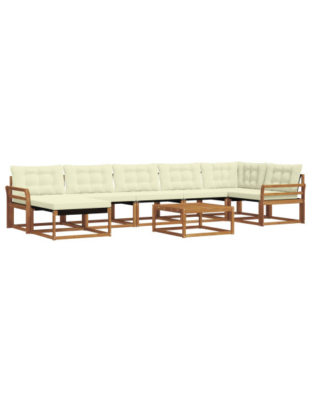 Set di divani 22 pcs Naturale e Crema Legno di Acacia Massello