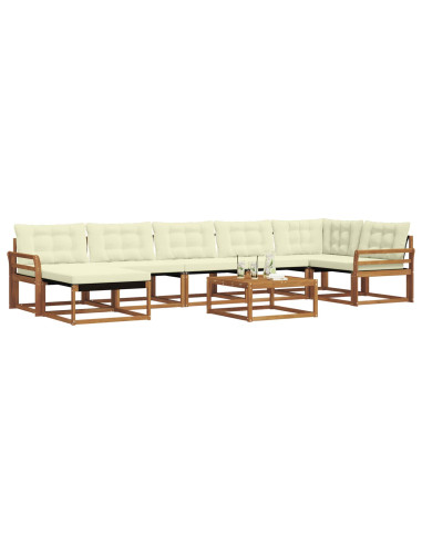 Set di divani 22 pcs Naturale e Crema Legno di Acacia Massello