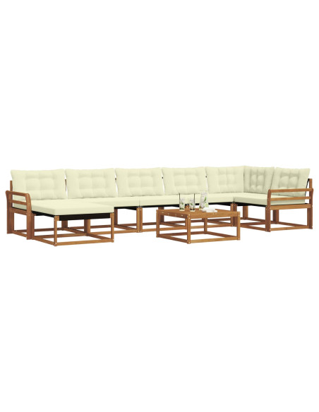 Set di divani 22 pcs Naturale e Crema Legno di Acacia Massello