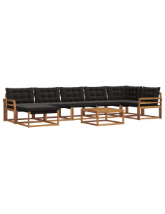 Set di divani 22 pcs Naturale e Nero Legno di Acacia Massello 2