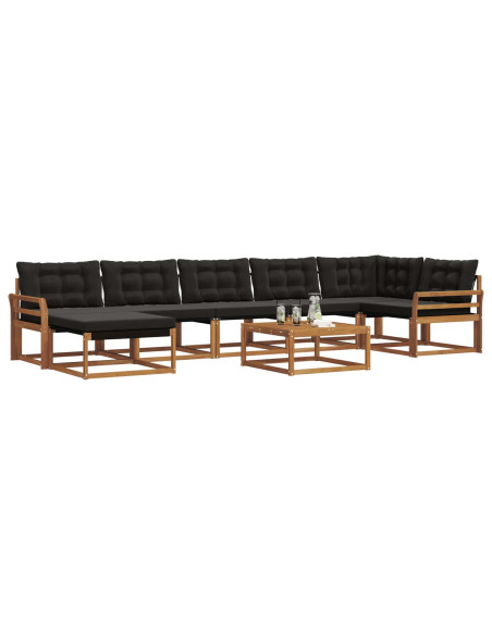 Set di divani 22 pcs Naturale e Nero Legno di Acacia Massello
