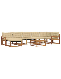 Set di divani 22 pcs Naturale e Beige Legno di Acacia Massello 2
