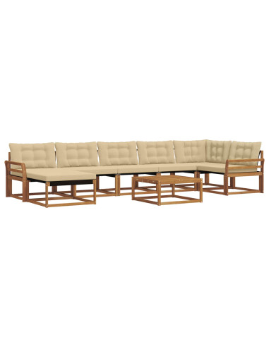 Set di divani 22 pcs Naturale e Beige Legno di Acacia Massello