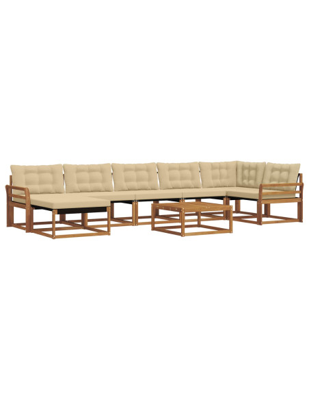 Set di divani 22 pcs Naturale e Beige Legno di Acacia Massello