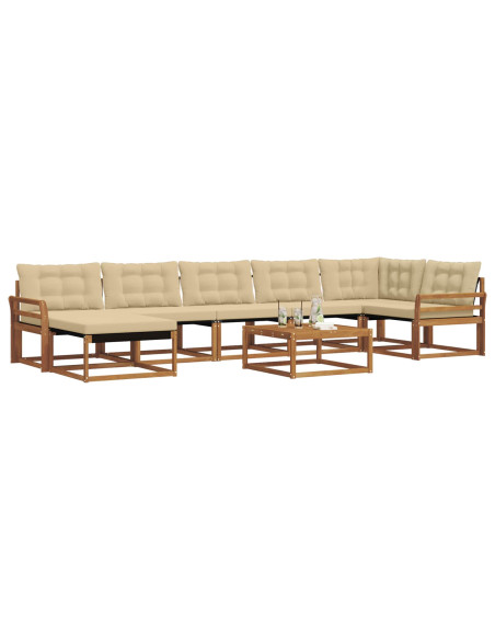 Set di divani 22 pcs Naturale e Beige Legno di Acacia Massello