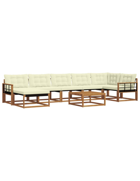 Set di divani 22 pcs Naturale e Crema Legno di Acacia Massello