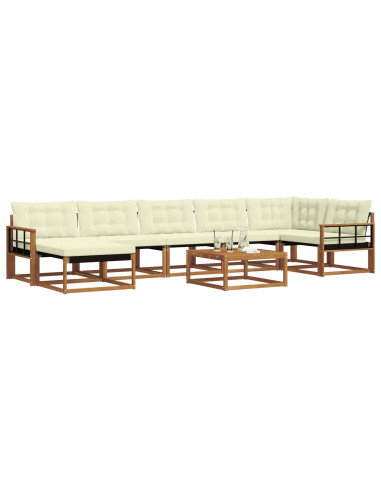 Set di divani 22 pcs Naturale e Crema Legno di Acacia Massello