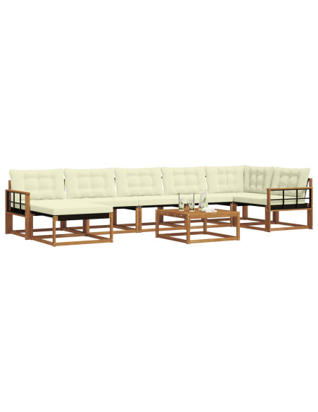 Set di divani 22 pcs Naturale e Crema Legno di Acacia Massello