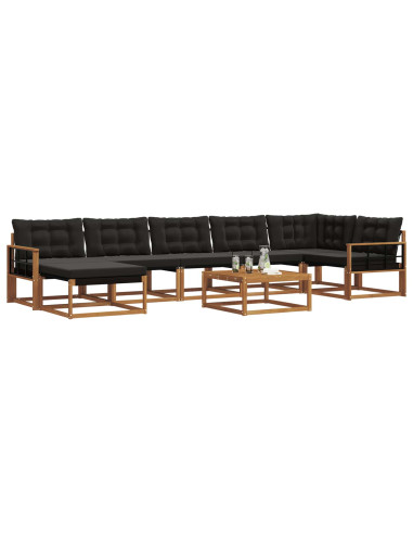 Set di divani 22 pcs Naturale e Nero Legno di Acacia Massello