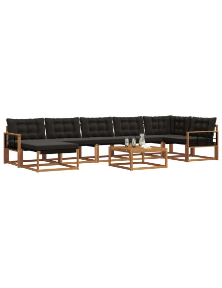 Set di divani 22 pcs Naturale e Nero Legno di Acacia Massello